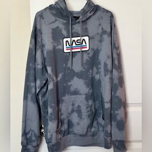NASA Stripe Patch Logo Light-weight Hoodie - Gray Tye Dye - size XXL